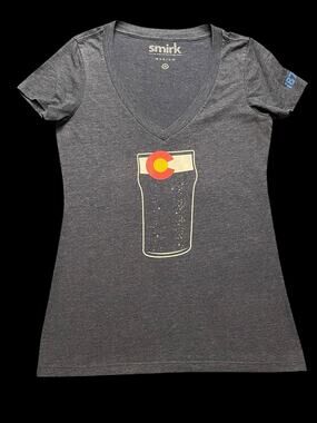 1876 Colorado Craft Beer Mile High Pint Gray Womens Size Medium V-Neck T-Shirt